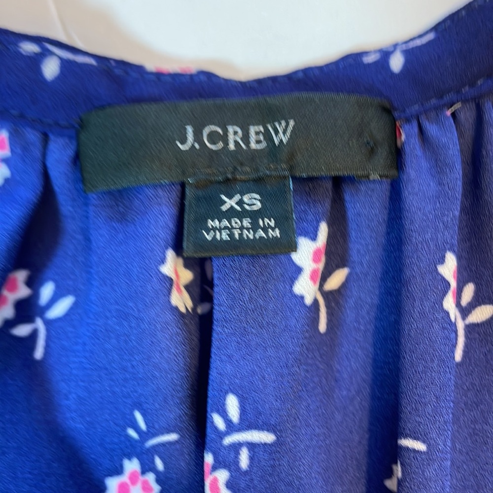 J Crew Sleeveless Navy and Pink Floral Dress with Bottom Ruffle XS - Picture 11 of 15